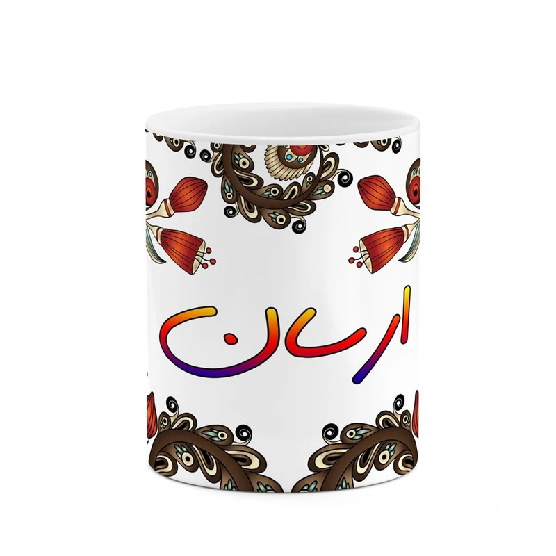 ماگ کاکتی مدل اسم ارسان طرح سنتی گل و بته کد mgh43442