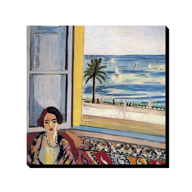 تابلو ترمه طراحان ایده طرح زن نشسته جلوی پنجره باز از ماتیس کد art0652