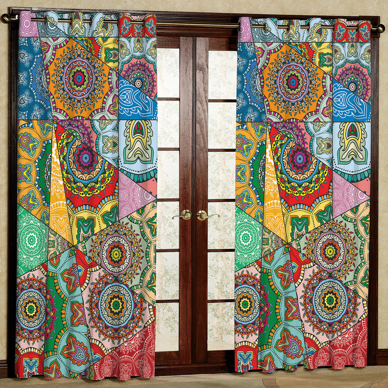 پرده مدل مثلث رنگی هازان پانچی کد D 106 سایز 140x200 سانتی متر