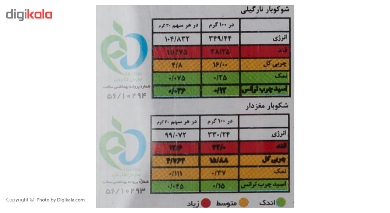 شوکوبار باراکا با مغزی نارگیل و کارامل مقدار 400 گرم