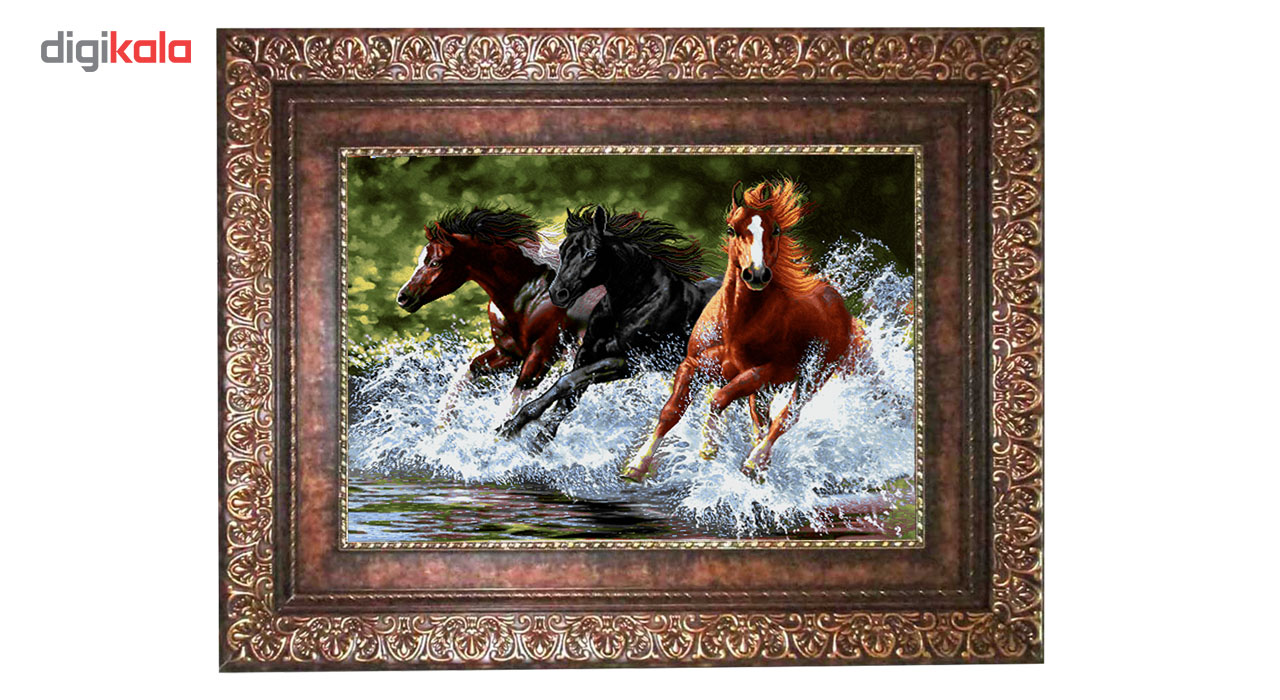 Naghsnegar Razavi Horse machine-made carpet tableau, code 475P