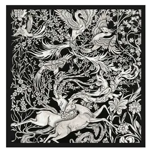 تابلو قلمزنی طرح گوزن و جنگل کد m29