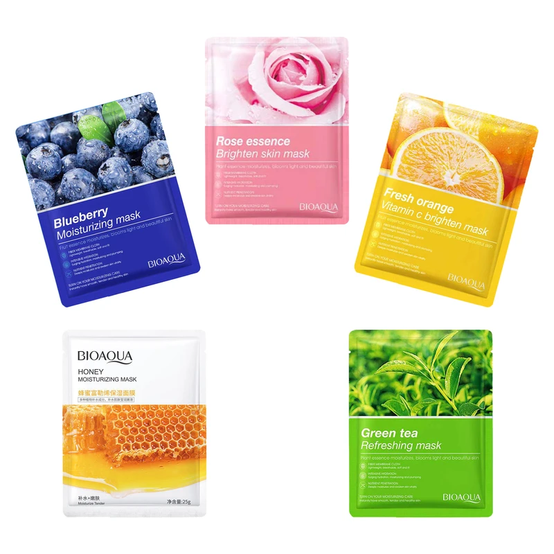 ماسک صورت بایو آکوا مدل 004 وزن 25 گرم مجموعه 5 عددی