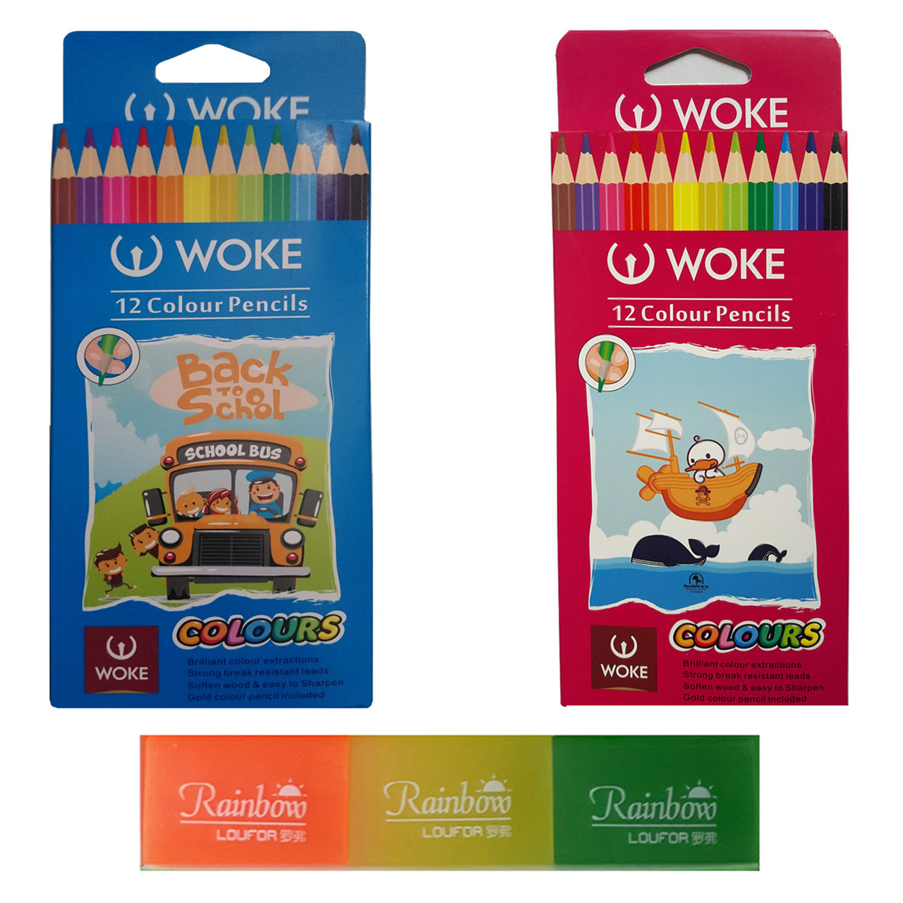 مداد رنگی 12 رنگ وک مدل colours بسته 2 عددی به همراه 3 بسته پاک کن