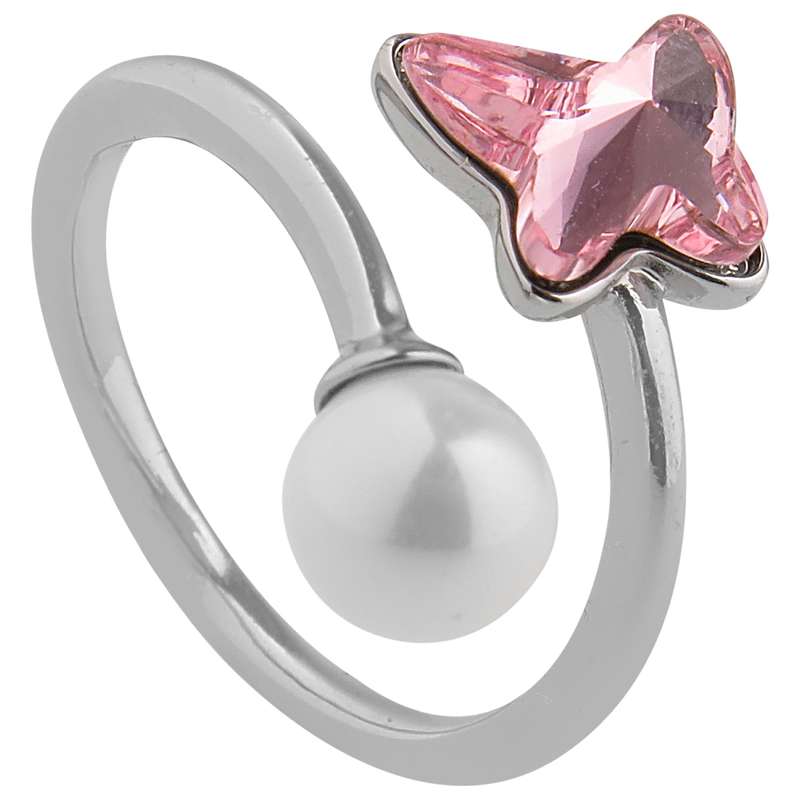 انگشتر زنانه سواروسکی مدل پروانه و مروارید کد 190011