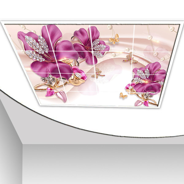 تایل سقفی طرح گل کد 1613-16 سایز 60x60 سانتی متر مجموعه 16عددی