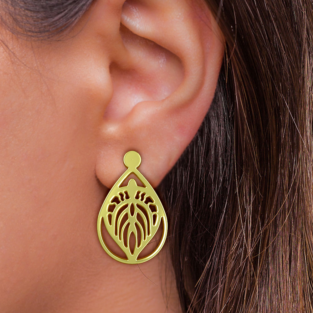 گوشواره طلا 18 عیار زنانه مدوپد مدل هندسی کد GA1-11343