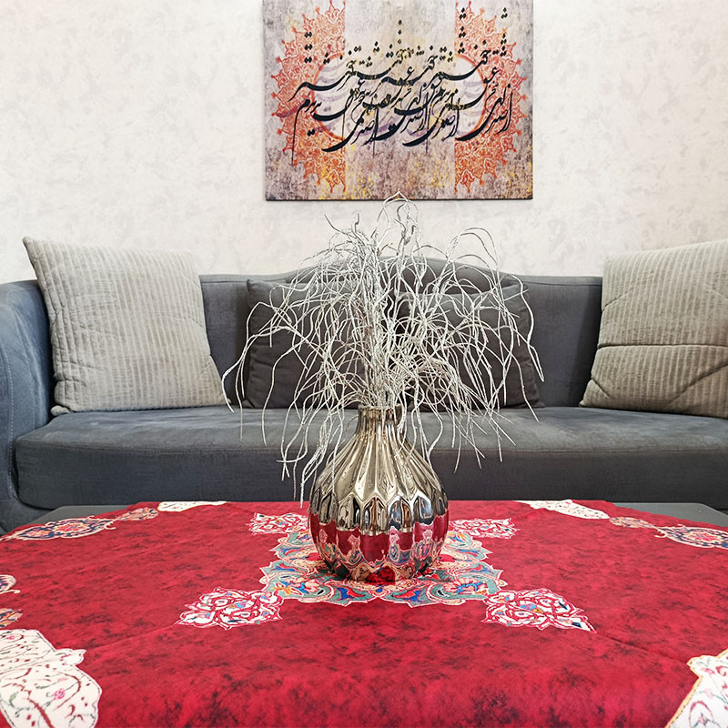 رومیزی مدل ترنج سنتی سایز 90x90 سانتی‌متر