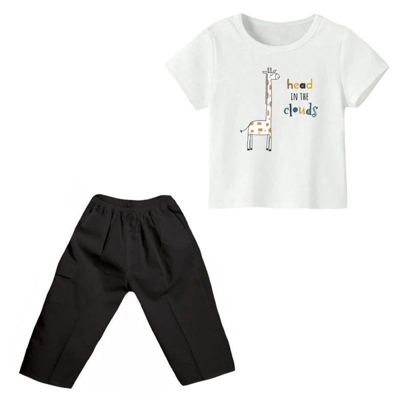 ست تی شرت و شلوارک پسرانه مدل زرافه کد ۱۵