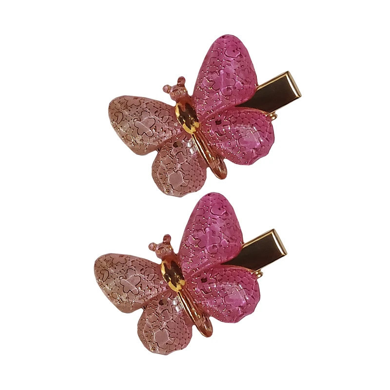 گیره مو دخترانه طرح پروانه اکلیلی کد 170166 مجموعه 2 عددی