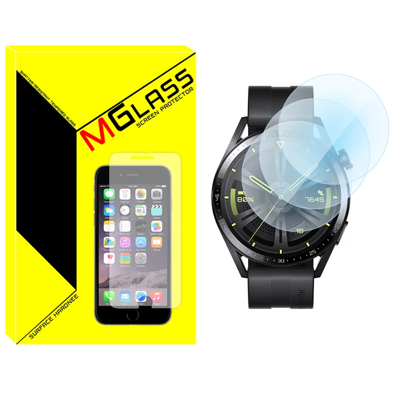 محافظ صفحه نمایش شیشه‌ای ام گلس مدل SH-MG مناسب برای ساعت هوشمند هوآوی Watch GT3 46mm بسته سه عددی