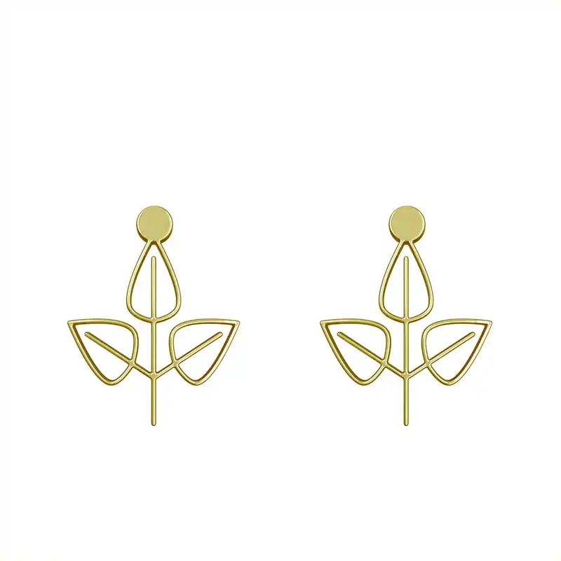 گوشواره طلا 18 عیار زنانه مدوپد مدل برگ کد GA1-15892