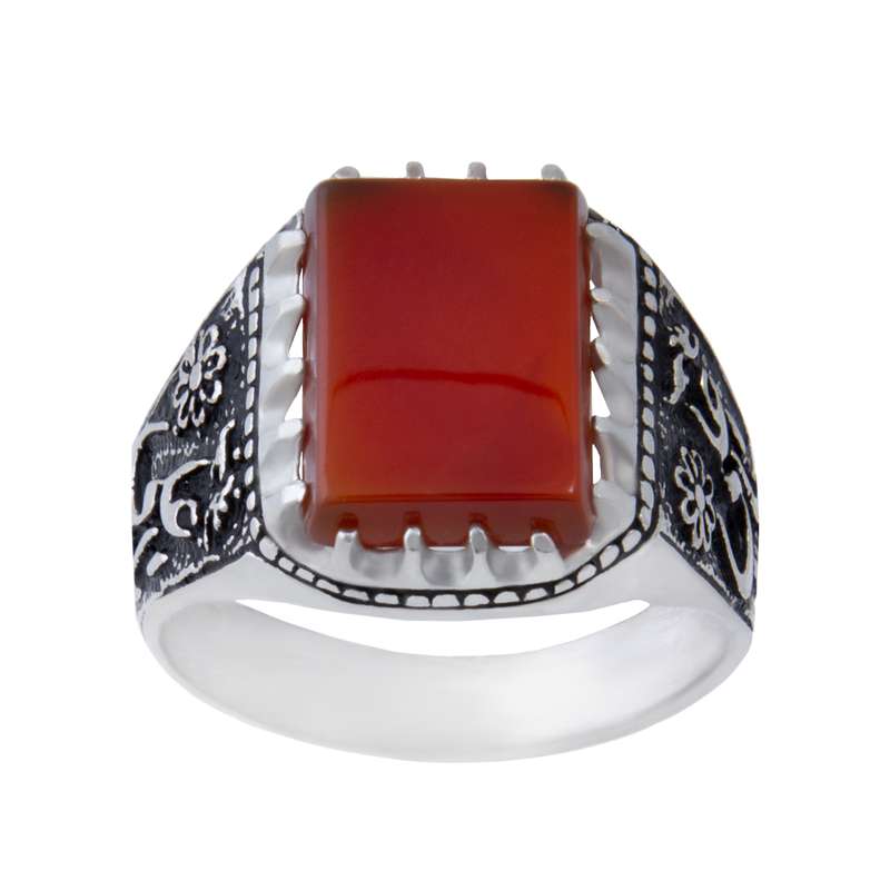 انگشتر نقره مردانه بازرگانی میلادی مدل سنگ عقیق کد AM_047