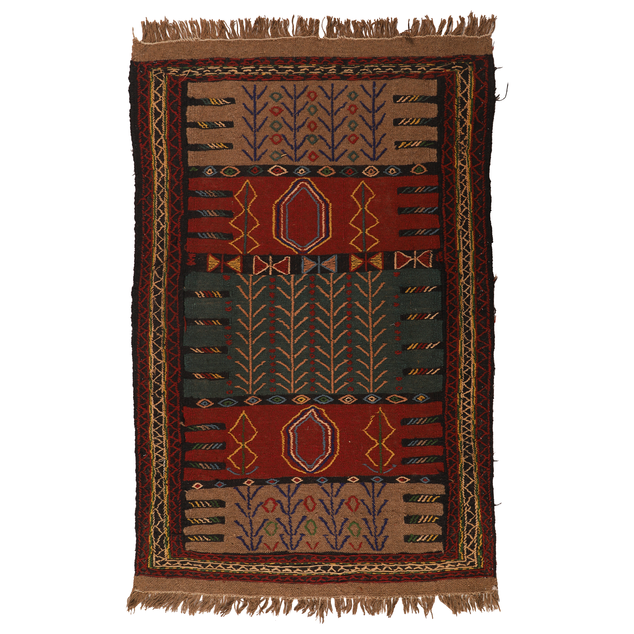 گلیم دستبافت دومتری طرح سفره کردی کد 140532