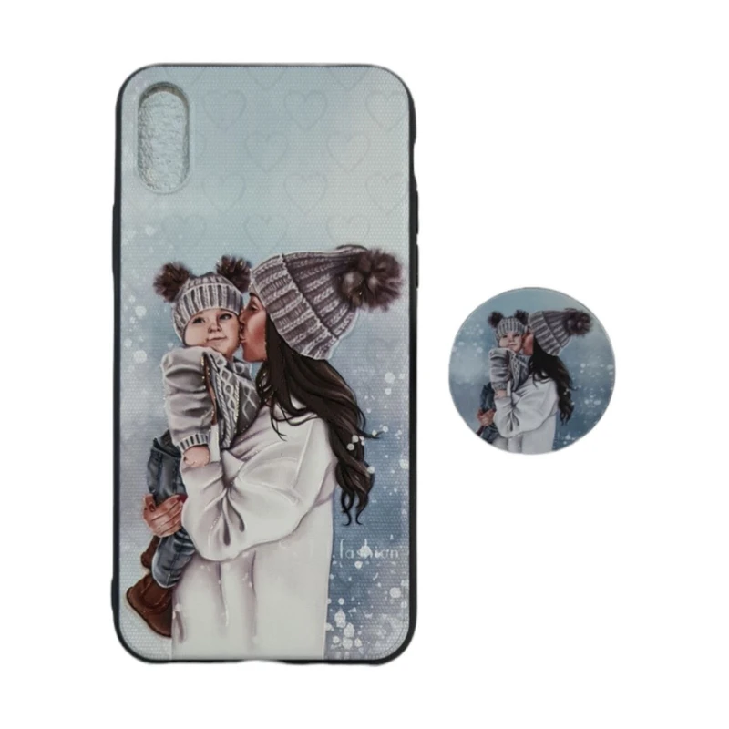 کاور طرح دخترانه کد 520 مناسب برای گوشی موبایل اپل iPhone X/XS به همراه پایه نگهدارنده