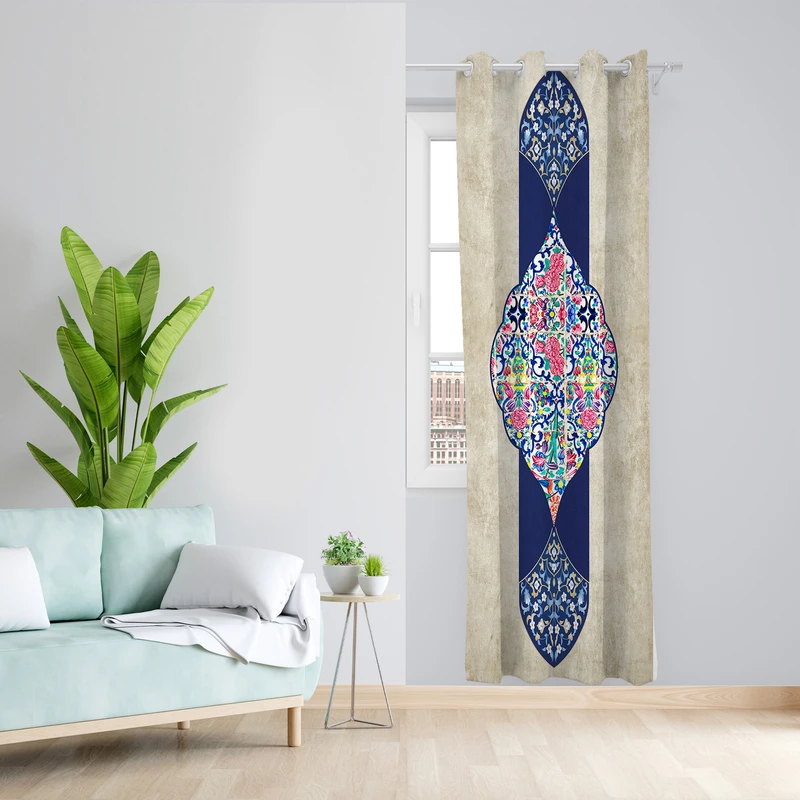 پرده طرح سنتی مدل مخمل پانچی کد L 1106R Z سایز 140x200 سانتی متر