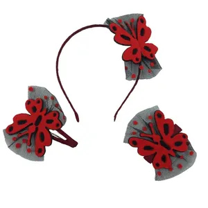 ست تل و گیره دست دوز زنانه مدل پروانه