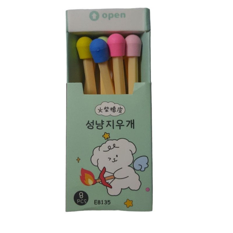 پاک کن مدل چوب کبریتی طرح گوسفند بسته 8 عددی