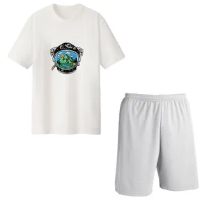 ست تی شرت و شلوارک مردانه مدل فضایی کد Da 439S رنگ سفید