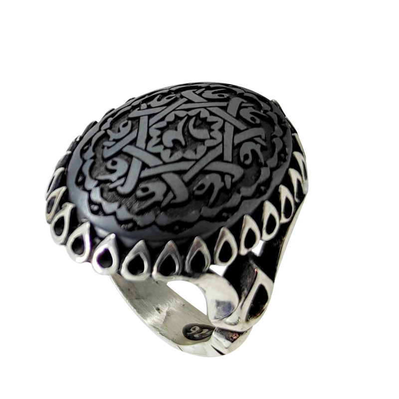 انگشتر نقره مردانه سلین کالا مدل حدید خطی طرح علی (ع)  مدد کد 24