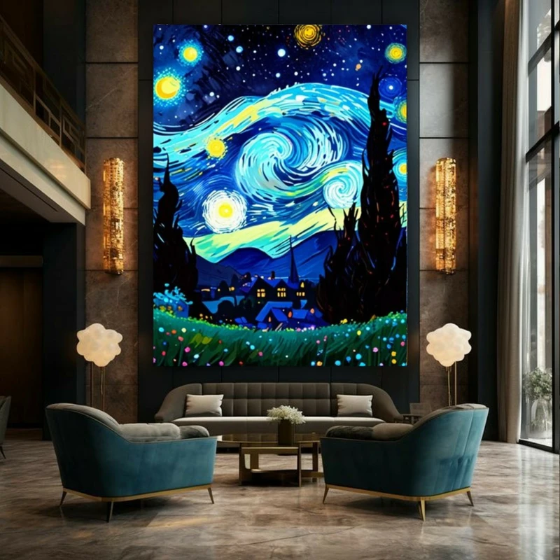 پوستر طرح بک لایت نقاشی ونگوک مدل آسمان ستاره کد BK22661