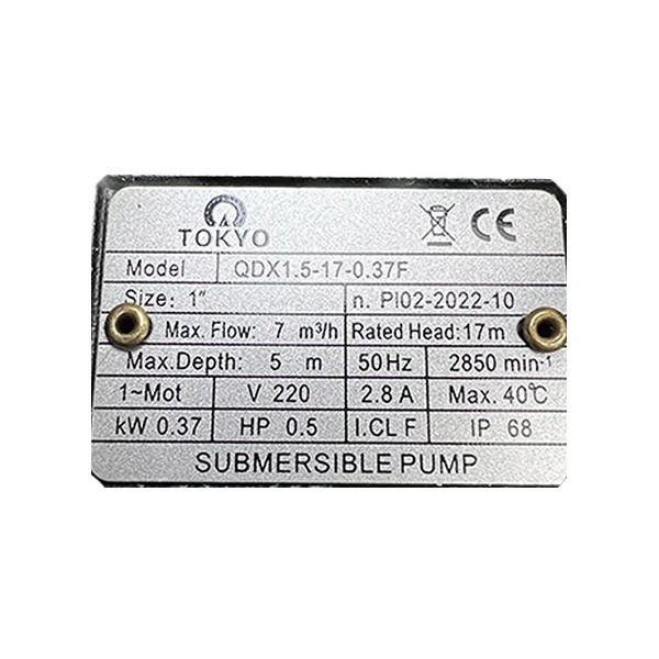 پمپ کف کش توکیو مدل 17 متری یک اینچ فلوتردار کد QDX105-17-0.37F پمپ کف کش توکیو مدل 17 متری یک اینچ فلوتردار کد QDX105-17-0.37F