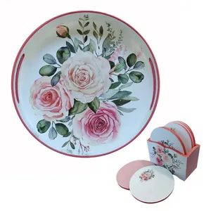 سینی مدل W 009 به همراه زیر لیوانی مجموعه 7 عددی