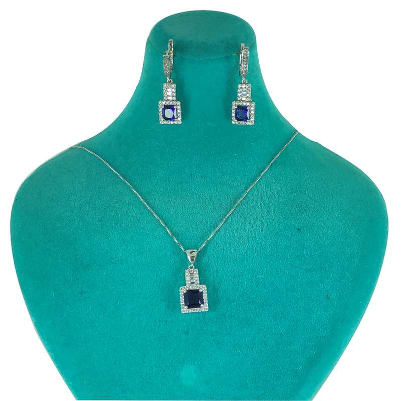 نیم ست نقره زنانه سلین کالا مدل یاقوت کبود کد Mps-2 نیم ست نقره زنانه سلین کالا مدل یاقوت کبود کد Mps-2