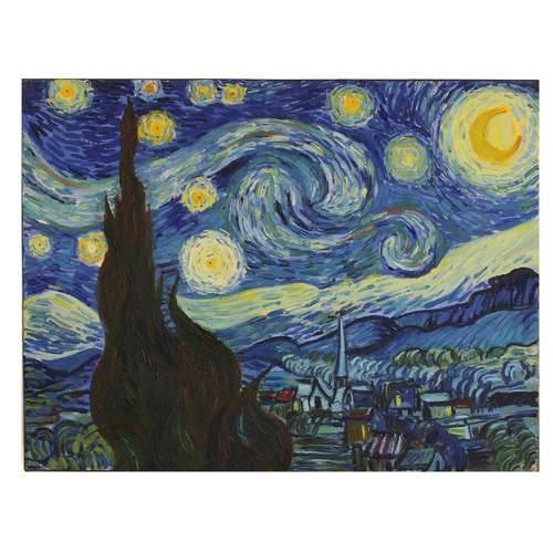 تابلو نقاشی رنگ‌ روغن طرح شب پر ستاره