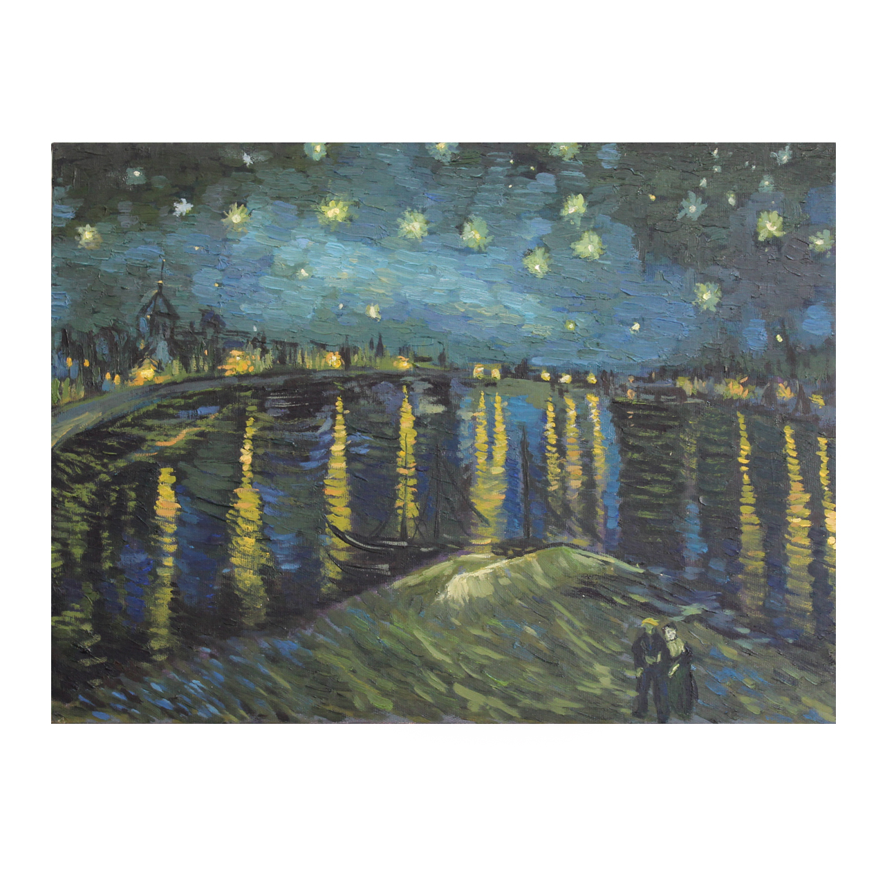 نکته خرید - قیمت روز تابلو نقاشی رنگ‌ روغن طرح شب پر ستاره رودخانه‌ی رونی خرید