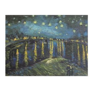 تابلو نقاشی رنگ‌ روغن طرح شب پر ستاره رودخانه‌ی رونی