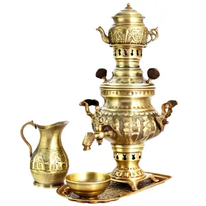 سرویس سماور 5 پارچه زغالی کد 17020011 ظرفیت 1 لیتر