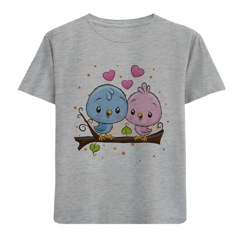 تی شرت آستین کوتاه دخترانه مدل جوجه عاشق D22