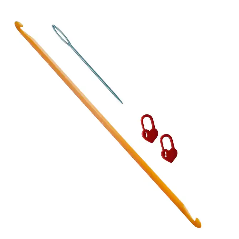 قلاب بافتنی تونسی مدل TNP-5 کد 5 به همراه سنجاق نشانه گذار و سوزن دوخت کاموا مجموعه 4 عددی