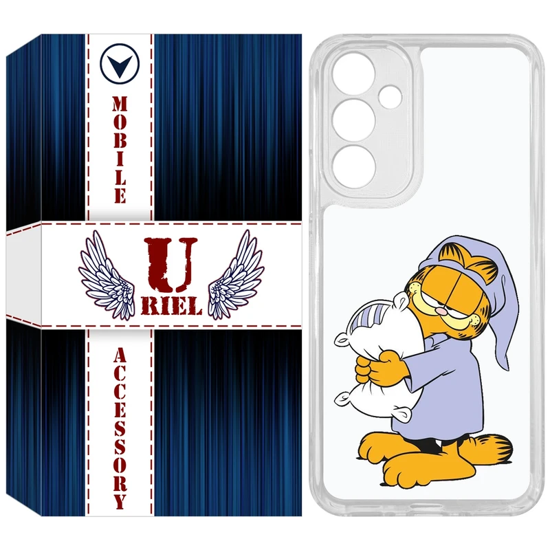 کاور یوریل مدل Clear کد 73 طرح گارفیلد خوابالو مناسب برای گوشی موبایل سامسونگ Galaxy A54