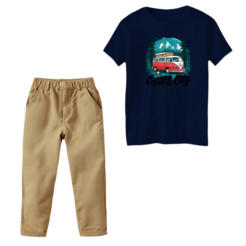 ست تی‌شرت و شلوار پسرانه مدل کمپ