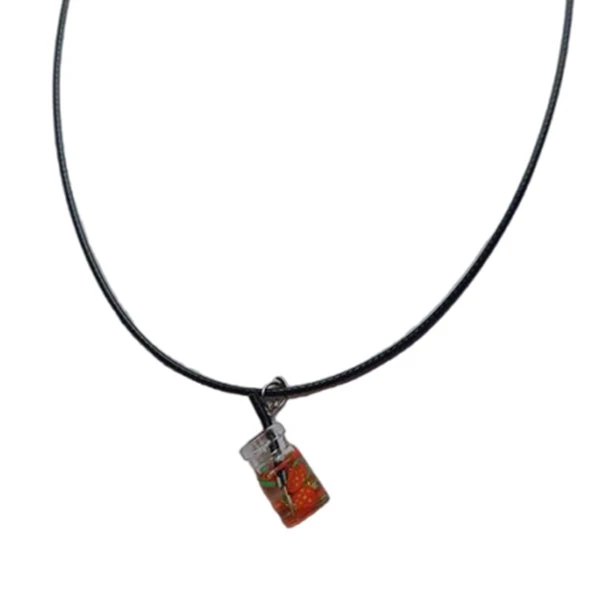 گردنبند زنانه مدل بندی طرح اسموتی توت فرنگی کد NC105