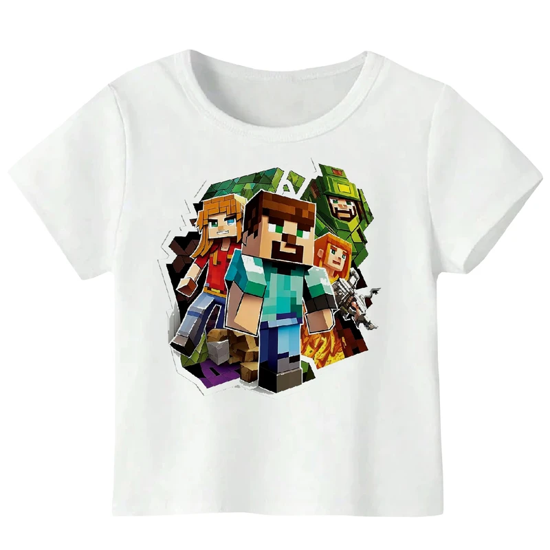 تی شرت آستین کوتاه دخترانه مدل ماینکرفت WS45