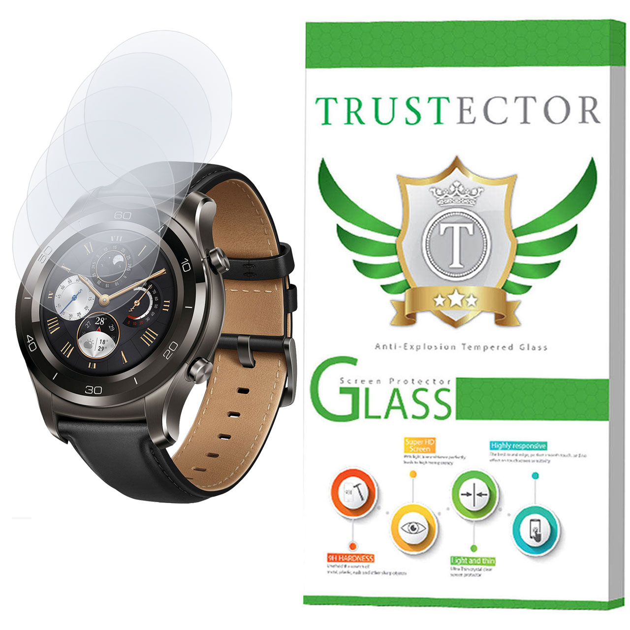 محافظ صفحه نمایش تراستکتور مدل GLS مناسب برای ساعت هوشمند هوآوی Watch 2 Classic بسته 5 عددی