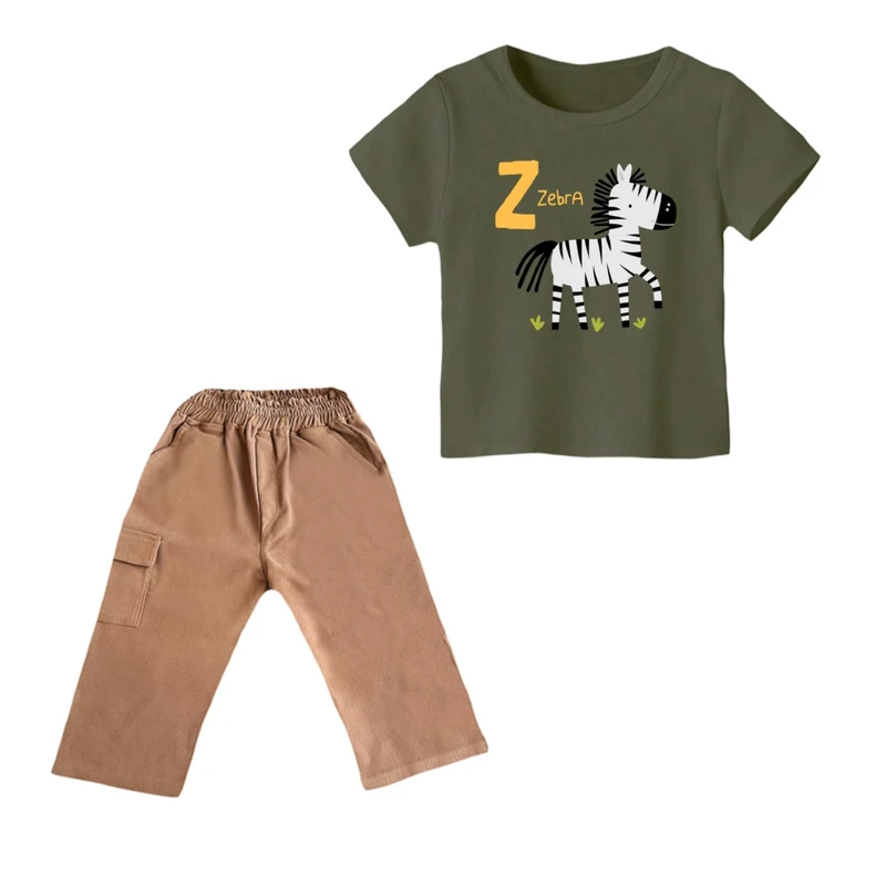 ست تی شرت و شلوارک پسرانه مدل گورخر کد ۱۱