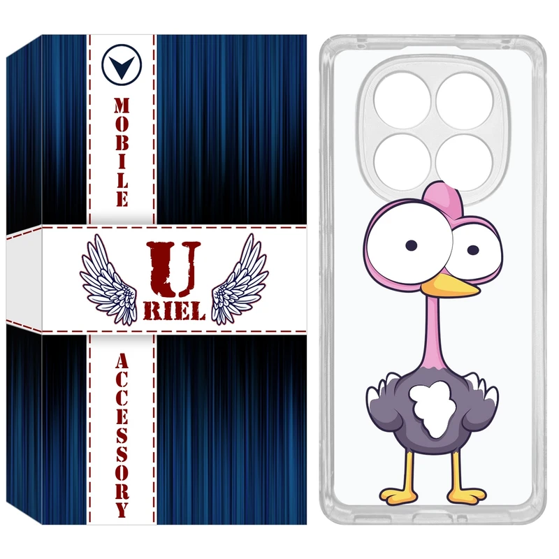 کاور یوریل مدل Clear کد 43 طرح شترمرغ مناسب برای گوشی موبایل شیائومی Redmi Note 14 Pro 4G / Poco X7