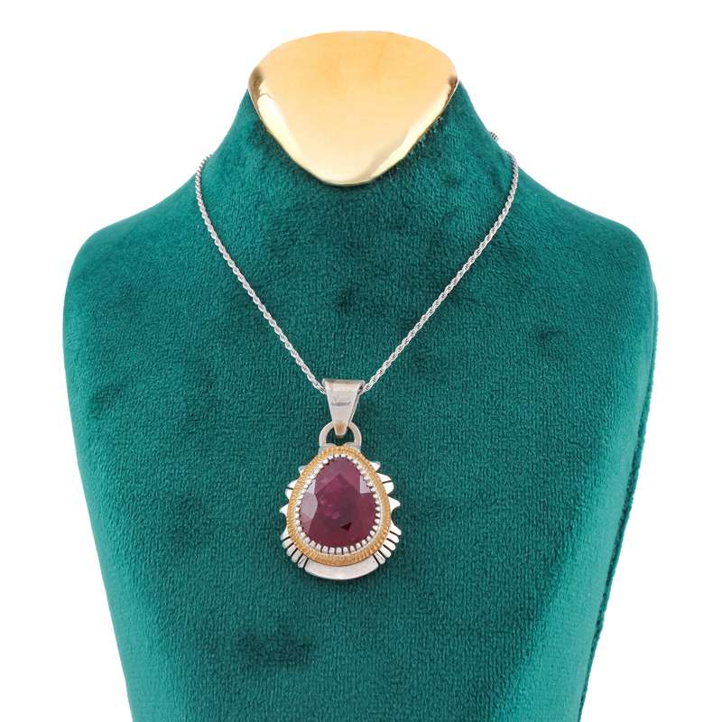 گردنبند نقره زنانه مدل یاقوت کد SP-07 گردنبند نقره زنانه مدل یاقوت کد SP-07