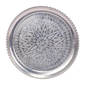 سینی مسی کد 8636 طرح گرد دو رنگ قطر 22 سانتی متر