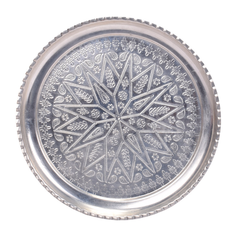 سینی مسی کد 8636 طرح گرد دو رنگ قطر 22 سانتی متر