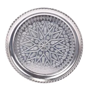 سینی مسی کد 8637 طرح گرد تک رنگ قطر 22 سانتی متر