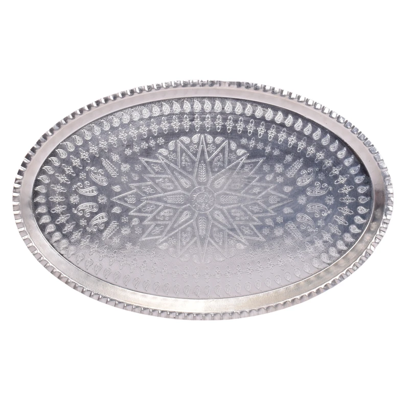 سینی مسی کد 8650 طرح بیضی قطر 33 سانتی متر