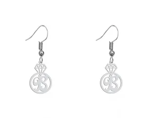 گوشواره نقره زنانه هایکا مدل n.ha836 طرح الماس و حرف B