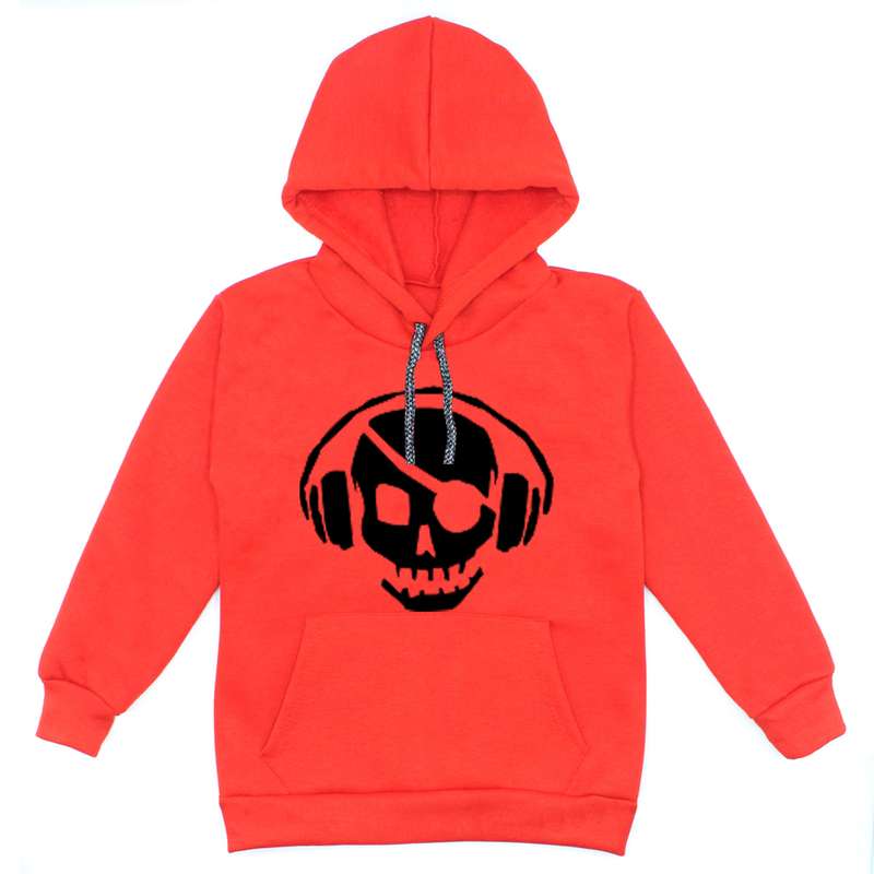 هودی پسرانه مدل اسکلت و هدفون A29 رنگ قرمز