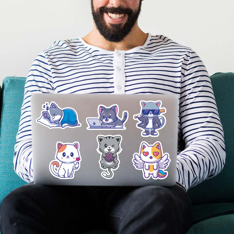 استیکر لپ تاپ   مدل گربه بسته 6 عددی 1