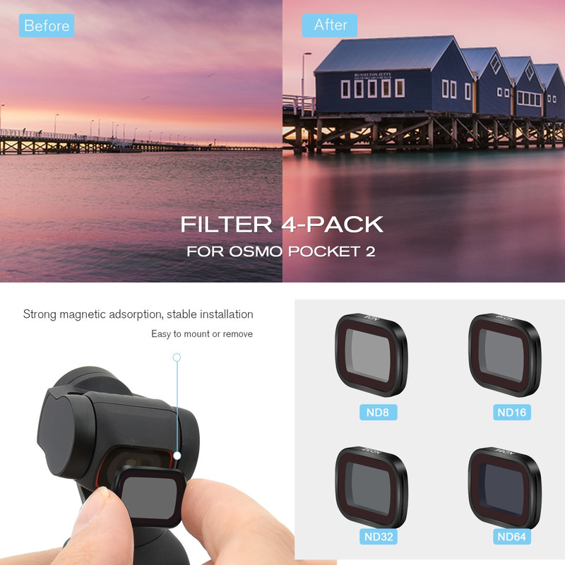 فیلتر لنز استارک مدل DOP216 مناسب برای دوربین دی جی آی Osmo Pocket 2 مجموعه 4 عددی